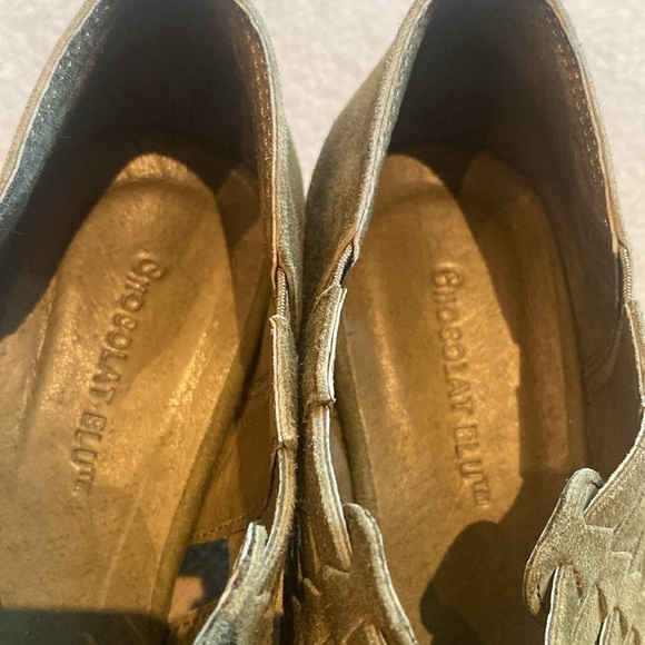 CHOCOLAT BLU Cork Wedge Platforms Sundance Free People 6.5 Olive Moss Green - Picture 6 of 10